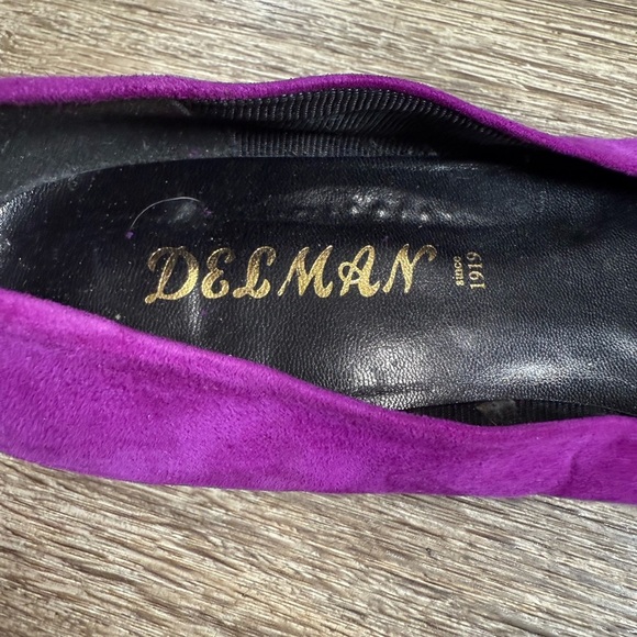 Delman Shoes Women's 8M Purple Suede Pump Wedge 1" Heel Square Heel Round Toe - Picture 7 of 9
